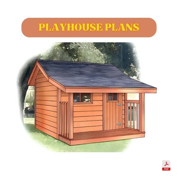 Custom Playhouse Plans for Kids - Shed Modern, Outdoor, and Hobbit Hole DIY Playhouse Project Build Design Plan