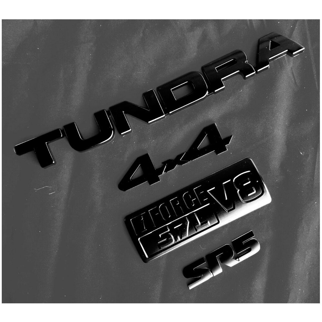 4pcs Toyota Tundra Emblem Set Iforce V8 5.7l Fender Trunk Black Badge ...