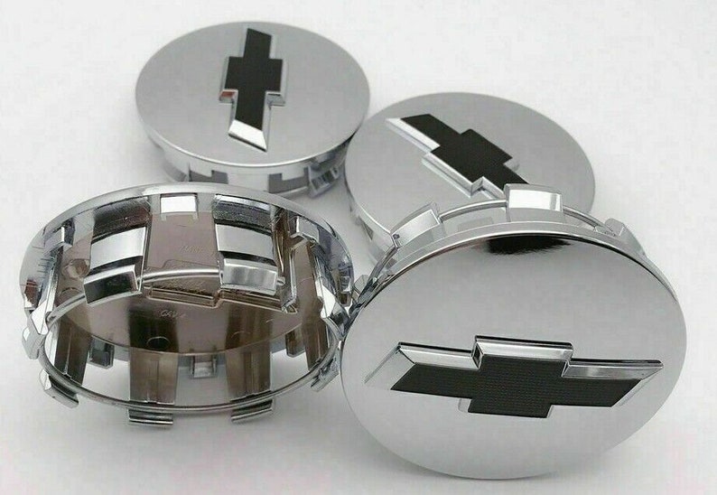 Set Of 4 GMC Wheel Hub Center Caps - 3.25 Inch / 83mm Diameter, Silver, No Tools Needed