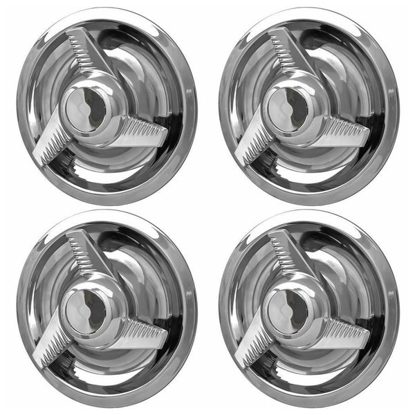 4pc CHROME CHEVY GM Rally 3 Tri-Bar Spinner Wheel Center Hub Caps Rim trim Ring