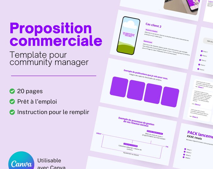 Modèle de proposition commerciale community manager - Etsy France