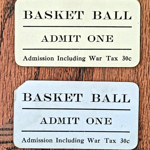 World War I Era Basketball Tickets - SCARCE