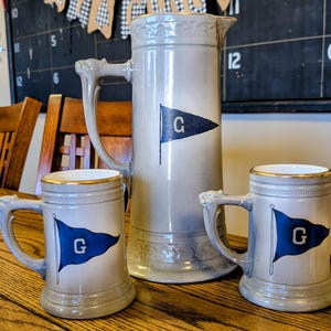 Awesome Antique Early 1900&#39;s Georgetown University Hoyas Pitcher and Mug Set - RARE