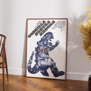 Godzilla contra. Póster de película retro de la vieja escuela Hedorah de 1971, reimpresión para cine polaco