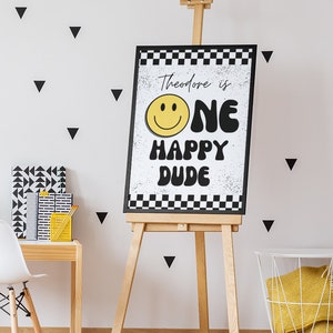 One happy dude birthday sign, 1st boy birthday, first birthday welcome sign, one happy dude birthday decoration, birthday smile welcome sign