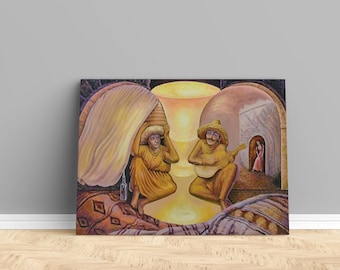 Illusıon Painting Canvas, Optical Illusions Wall Decor, Couple Optical Poster, Illusions Art Wall Decor, Famous Canvas Poster