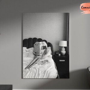 Bedtime News Reading Poster Print, Black and White Vintage Modern Art Photography, Fashion Poster, Vintage Print, Photography Prints