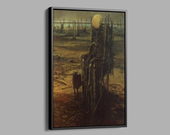 Darkness Cemetery Surreal Canvas, Painting of Zdzislaw Beksinski Wall Decor, Surreal Painting Wall Art, Gothic Canvas, Psychedelic Canvas