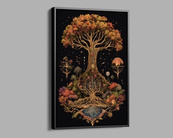 Spiritual Tree of Life Printed Canvas, Mystic Tree Poster, Magical Forest Canvas, Life Tree Poster, Totem Tree Wall Decor, LivingRoom Canvas