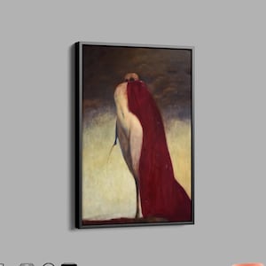 Lienzo de postura demoníaca surrealista, pintura del lienzo de Zdzislaw Beksinski, lienzo psicodélico, arte mural de pintura surrealista, cartel pesimista