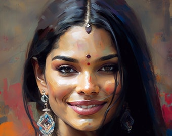 Indian Girl Holi, Festival de Cores, Arte Digital, Arte Realista, Pintura a Óleo