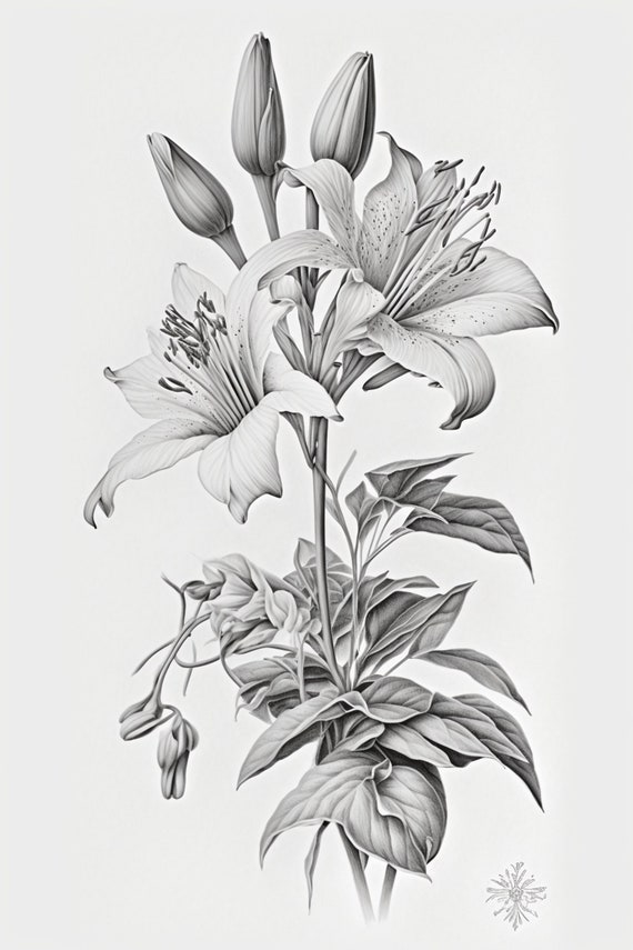 Pencil Drawing of an Asiatic Lily