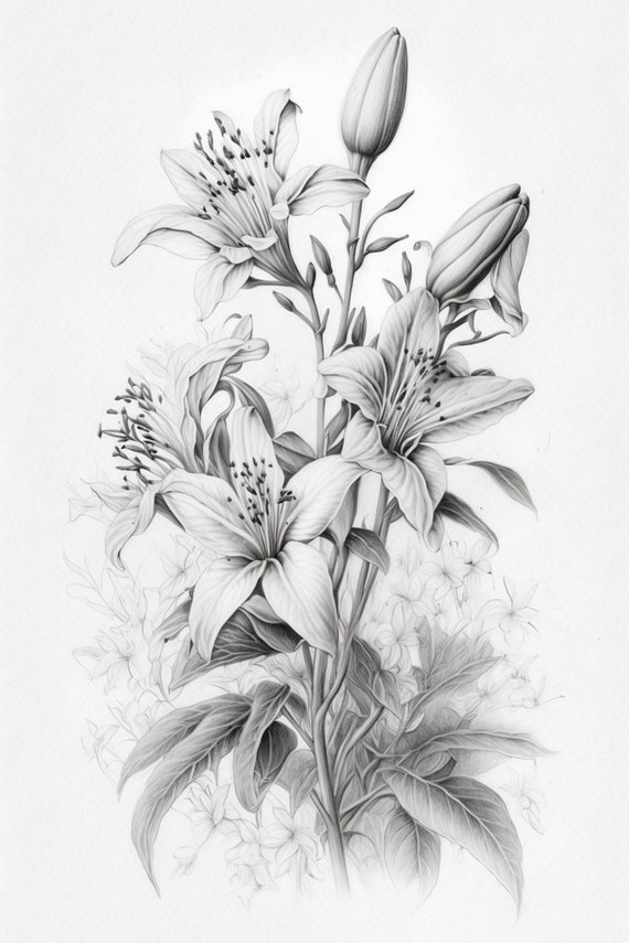 Beautiful flowers with pencil sketch Drawing by Chandrasekaran D - Pixels