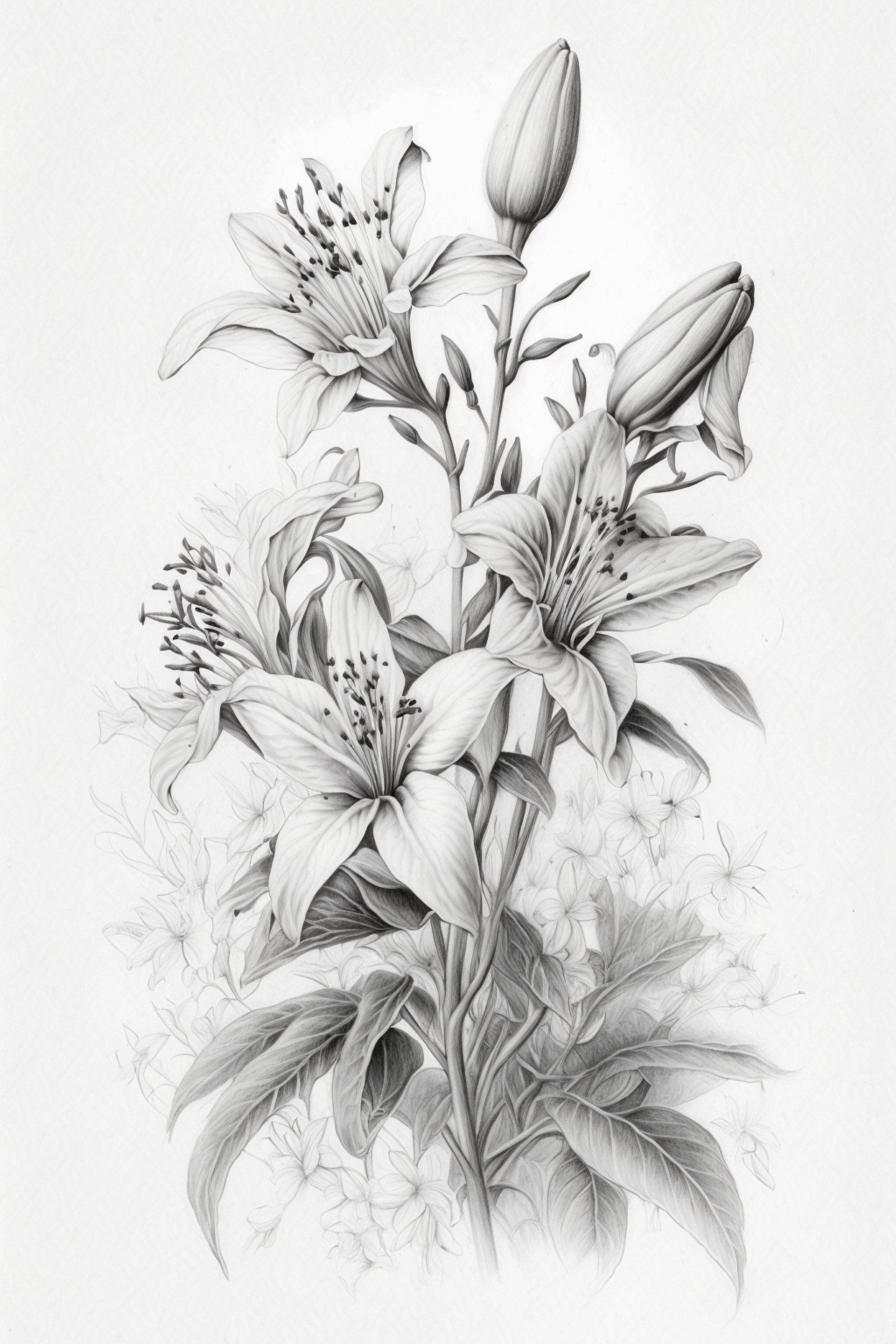 Lily Flowers, Pencil Sketch, Botanical Art, Floral, Fine Art, Nature  Illustration, Black and White Art, Flower Sketch, Lily Art, Graphite - Etsy