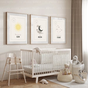 Póster personalizable con frase de constelación de signo del zodíaco para decoración de guardería - Juego de pósteres sin marco para guardería A4 o A3 - Colores neutros unisex