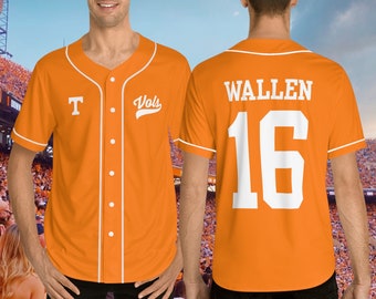 Camiseta de Morgan Wallen, camiseta de jersey con botones completos de Tennessee Vols