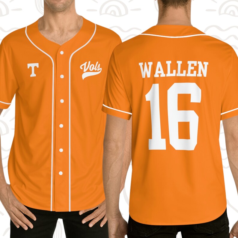 Tennessee Vols Full Button Baseball Jersey Wallen Etsy