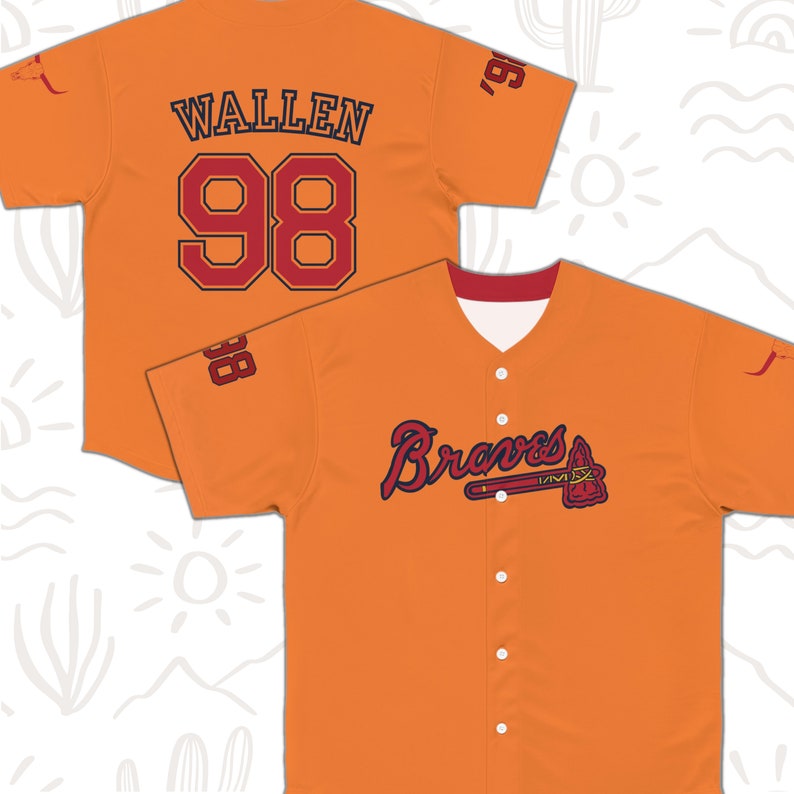 98 Braves Wallen Full Button Baseball Jersey Wallen Etsy