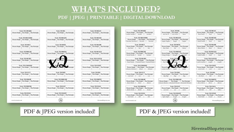 English Grammar Irregular Verb Revision Activity | Digital Download ...