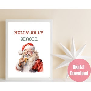 Santa Claus Christmas Holiday Printable Wall Art Digital Download Christmas Decor