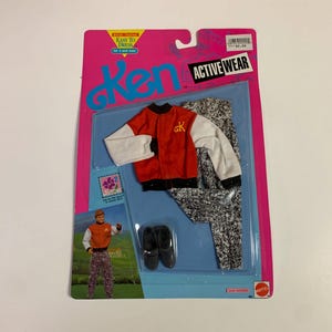 Vintage Original Mattel 1991 Ken Sport Active Wear Letterman Jacket red and white New Old Stock