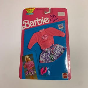 Vintage Original 1991 Mattel Barbie My First Fashions Pink and White Floral Outfit 4261 New Old Stock
