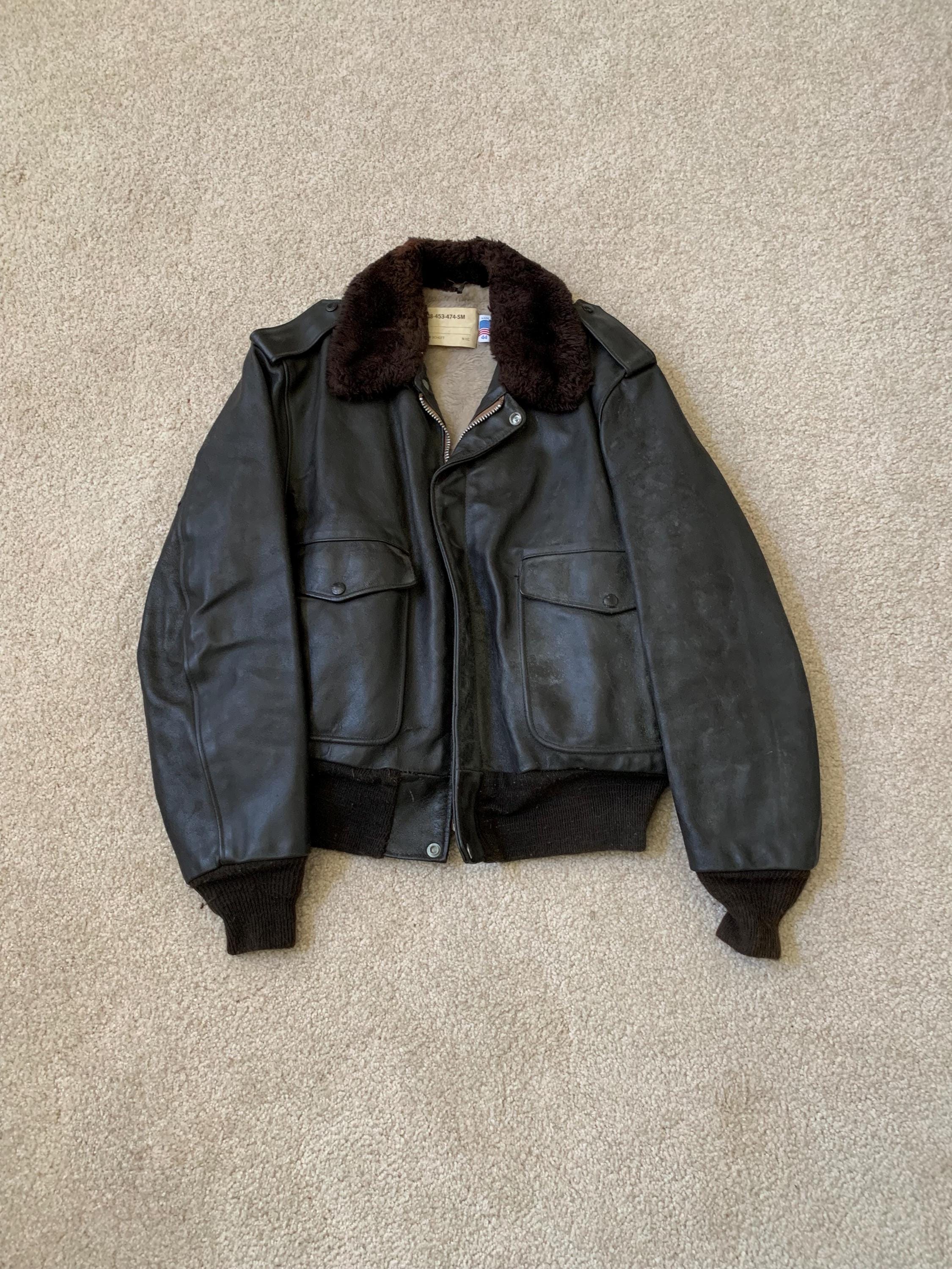 ジャケット・アウター 80s vintage Schott real mouton jacket 44 80s Schott N.Y.C. Mouton Leather Vest Schott Leather Jacket