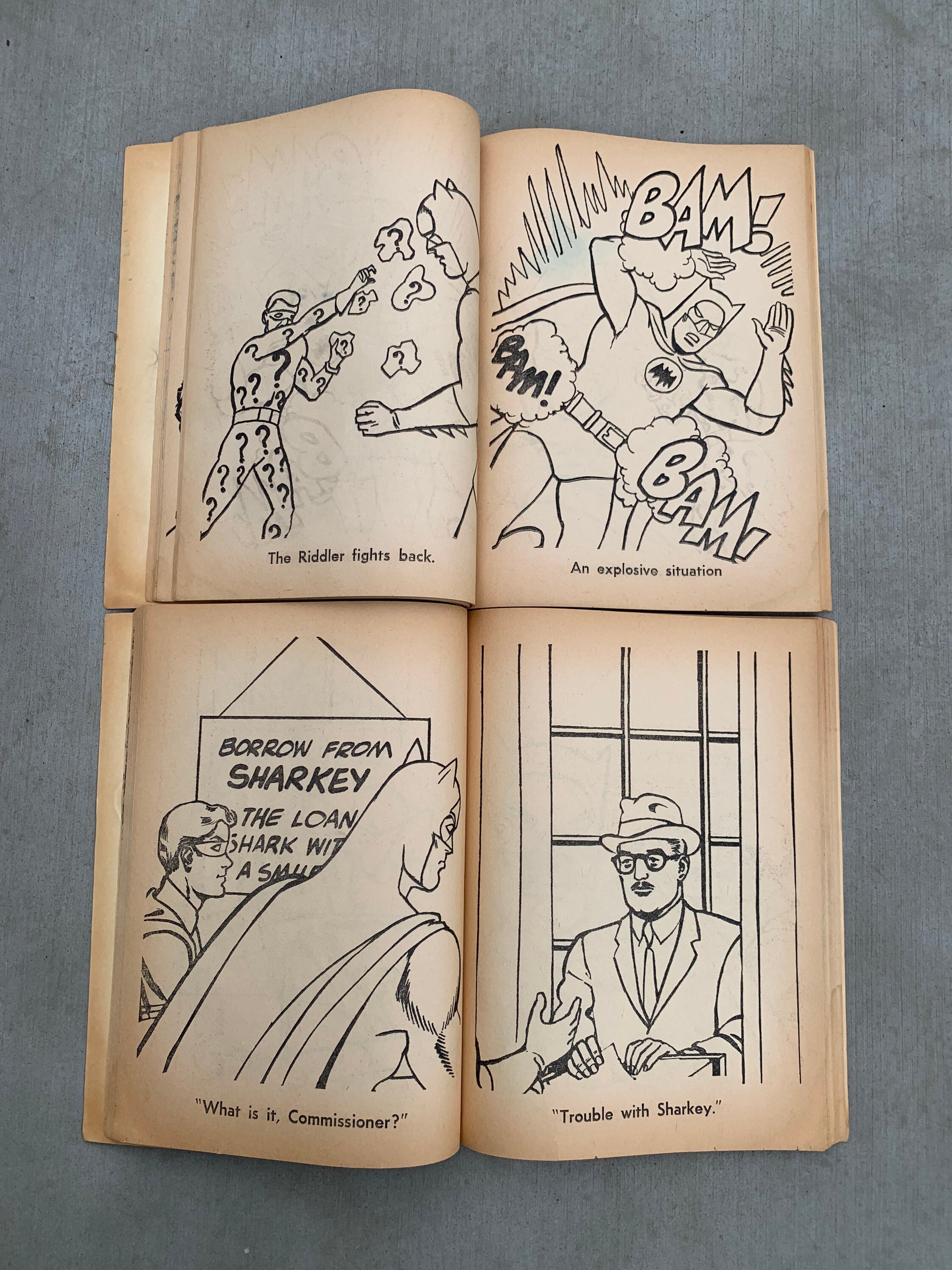 Rare 1967 Vintage Batman Coloring Books vroom Screee, robin in the