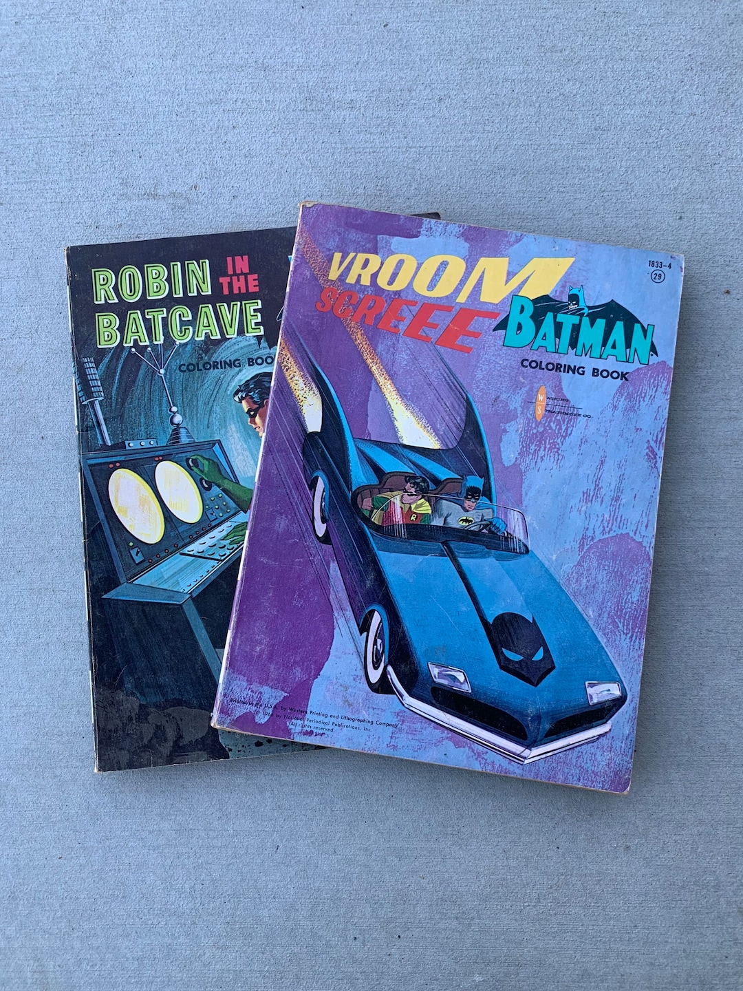 Rare 1967 Vintage Batman Coloring Books vroom Screee, robin in the ...