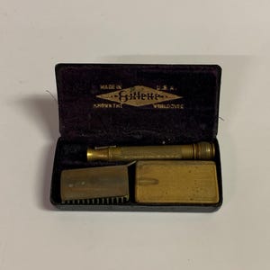 Vintage Original Gillette Made In USA Antique Safety Razor Goldtone