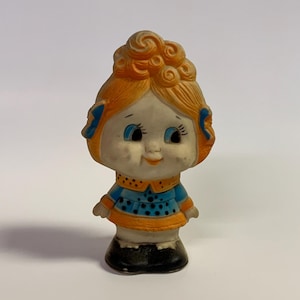 Vintage Original 1973 CRIB MATES Retro Colorful 6" Rubber Squeaky Girl Squeeze Toy