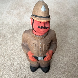 Rare 1930s Antique Scottish Policeman Police Man Candy Container, Paper Mache Scotland Candy Home Decor Collectible