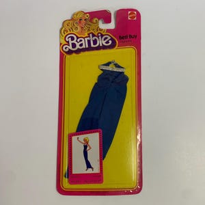 Vintage Original 1980 Superstar Barbie Christie PJ Navy Blue Dress Fashion Best Buy 1472 New Old Stock