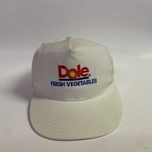 Vintage Dole Hat Cap Snap Back White Trucker Fresh Fruits Adjustable