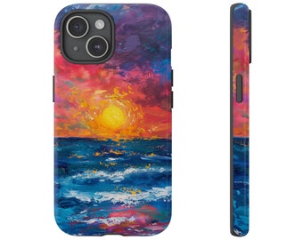 Ocean Sunset Acrylic Art Beach Life Phone Case For iPhone 15 14 13 12 11 Google Pixel 7 6 5 Pro Samsung Galaxy S23 Plus Ultra S22 Plus Ultra