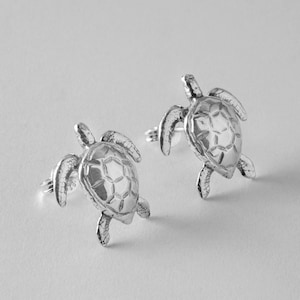 Turtle Stud Earrings  | Sterling Silver Earrings | Handmade Ocean Jewellery
