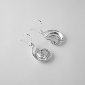 Nautilus Shell Earrings | Ocean Inspired Jewellery | Handmade Silver Earrings