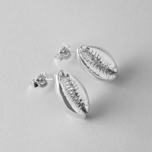 Cowrie Shell Stud Earrings | Handmade Silver Earrings | Ocean Inspired Jewelry