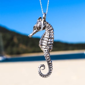 Seahorse Pendant Large | Sterling Silver Jewelry | Handmade Jewelry | Water Safe Jewelry