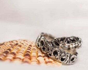 Silver Molten Ring | Textured Band | Handmade Sterling Silver Ring | Water Safe Jewelry