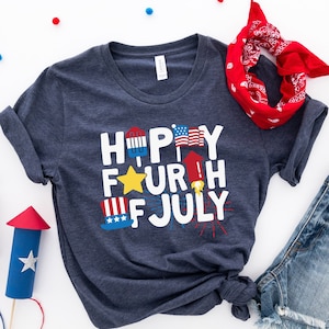 Happy Fourth of July  Shirt, 4th Of July T-shirt, Fourth of July Shirt, Independence Day Shirt, Retro America Shirt, American Flag Shirt