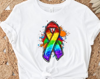 Rainbow Ribbon Shirt, Ribbon Shirt, Reproductive Rights Shirt, Political Activism Shirt, Roe V Wade Shirt, LGBTQ+ Shirt, Gay Pride Shirt