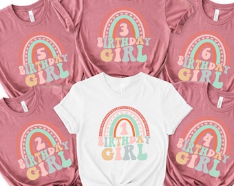 Custom Birthday Girl Shirt, Rainbow Birthday Girl Shirt, T-Shirt For Birthday Girl, Birthday Party Girl Shirt, Birthday Shirt, Birthday Girl