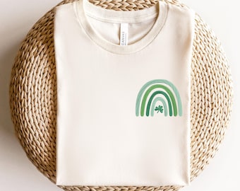 Shamrock Rainbow Embroidered Shirt, St Patricks Day Lucky T-Shirt, Shamrock Rainbow T-shirt, Embroidered Clover Sweatshirt, Lucky Sweater