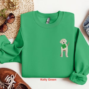 Embroidered St Patricks Day Sweatshirt, Embroidered Dog Sweatshirt, Embroidered Dog Lover Shirt, Lucky Dog Shirt, St Patricks Day Dog Shirt