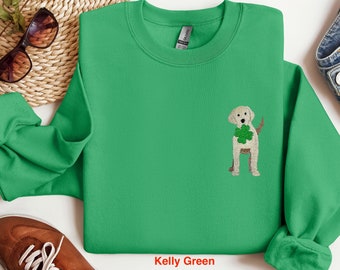 Embroidered St Patricks Day Sweatshirt, Embroidered Dog Sweatshirt, Embroidered Dog Lover Shirt, Lucky Dog Shirt, St Patricks Day Dog Shirt