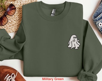 Embroidered Ghost Middle Finger Sweater, Embroidered Halloween Shirt, Halloween Sweatshirt, Halloween Ghost Shirt, Ghost Middle Finger Tee