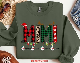 Mimi Sweatshirt, Christmas Mimi Shirt, Mimi Claus Shirt, Gift For Mimi, Custom Grandkids Name Shirt, Custom Mimi Sweatshirt, Christmas Shirt