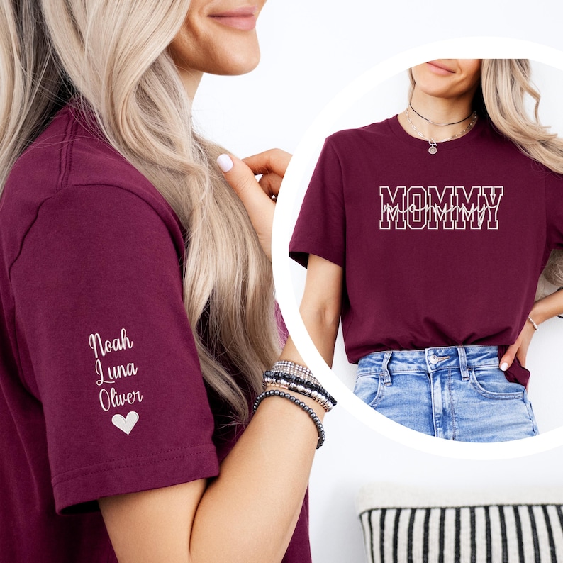Embroidered Mommy Sweatshirt, Embroidered Custom Name Shirt, Embroidered Gift For Mommy Shirt, Mothers Day Gift, Cute Mommy Crew Neck Tee bild 2