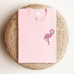 Embroidered Flamingo Shirt, Embroidered Pride Shirt, Flamingo Lover Shirt, Pride Shirt, Pride Festival Shirt, Pink Flamingo Shirt, Flamingo image 2